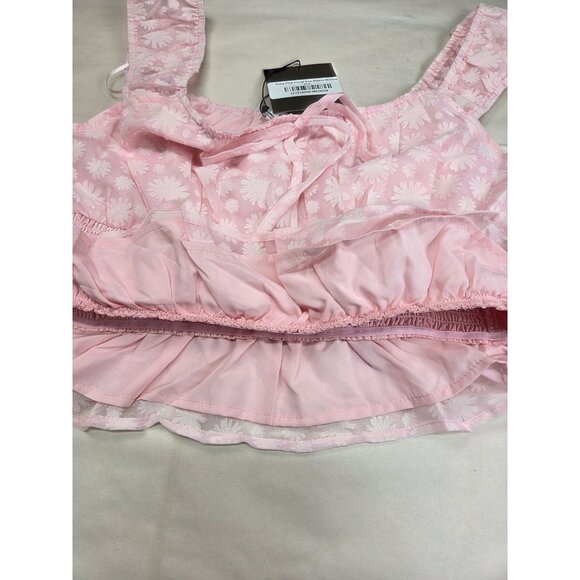 Lelis Baby Pink Floral Cap Sleeve Blouse Medium - Picture 6 of 8